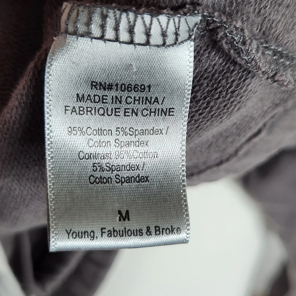 Young Fabulous‎ & Broke YFB Hoodie Size Medium Gray Full Zip Sweatshirt Comfy